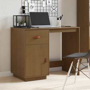 vidaXL Skrivebord honningbrun 95x50x75 cm heltre furu