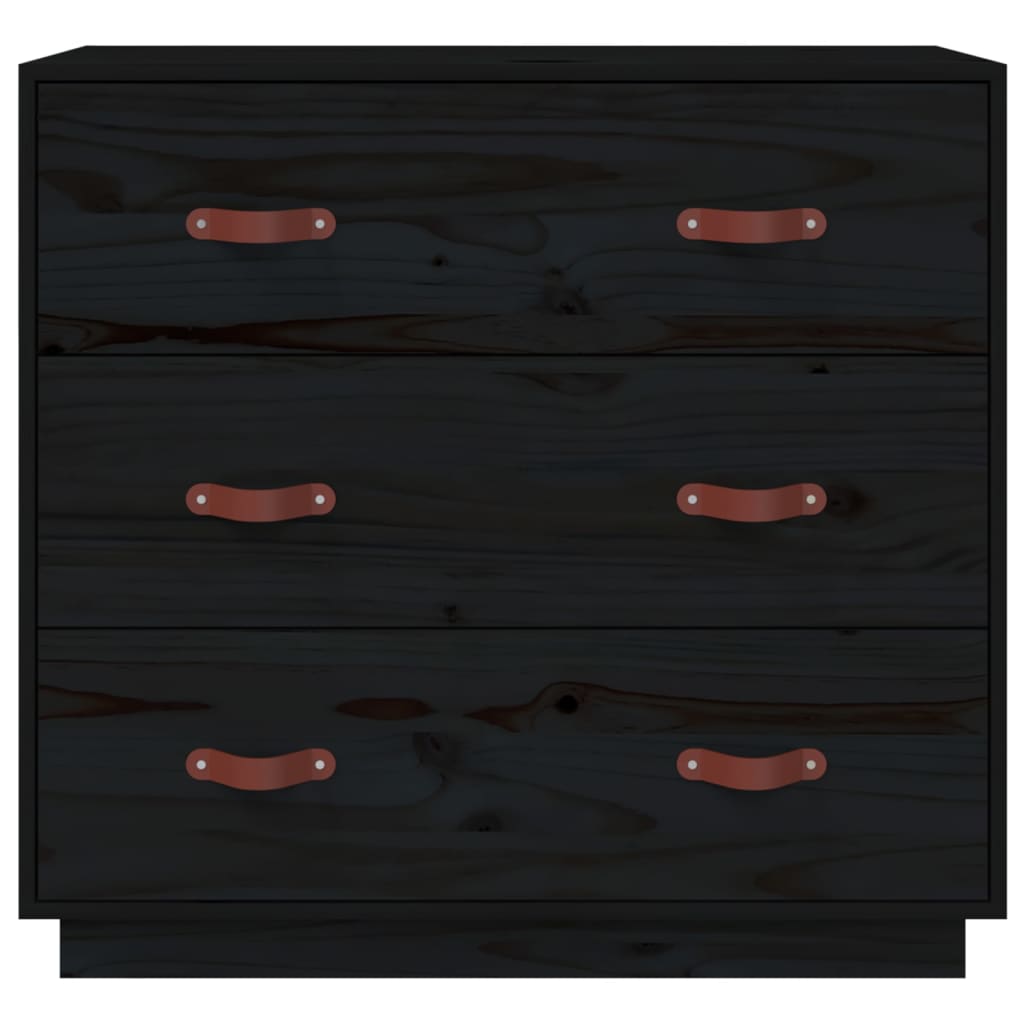Šoninė spintelė, juoda, 80x40x75cm, pušies medienos masyvas | Stepinfit