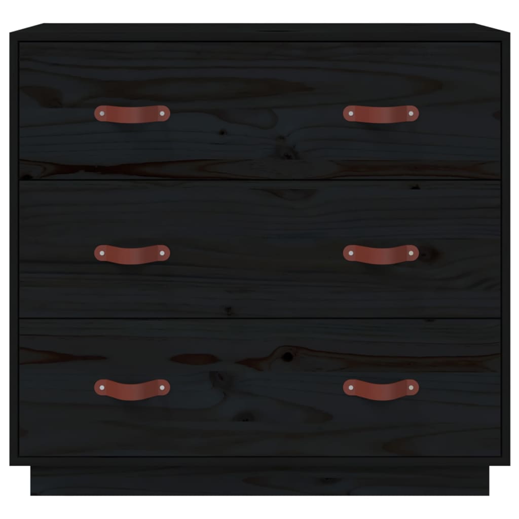 vidaXL Dulap, negru, 80x40x75 cm, lemn masiv de pin