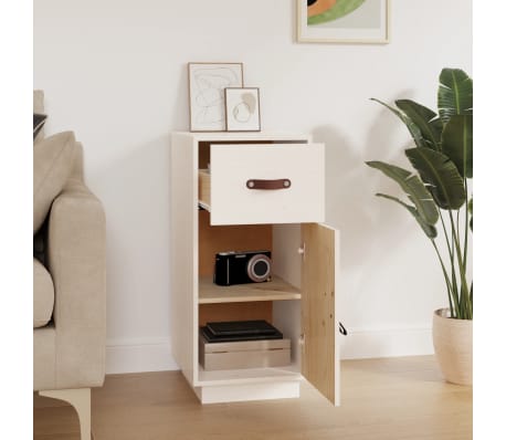 vidaXL Buffet Blanc 34x40x75 cm Bois massif de pin
