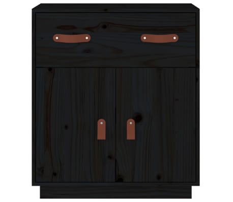 vidaXL Servantă, negru, 65,5x40x75 cm, lemn masiv de pin