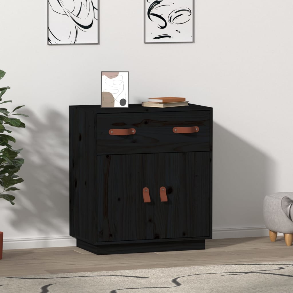 vidaXL Sideboard Schwarz 65,5x40x75 cm Massivholz Kiefer