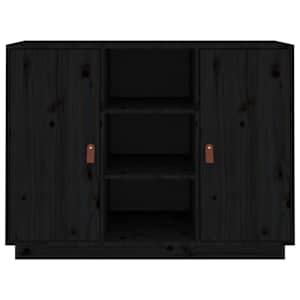 vidaXL Сайдборд, черен, 100x40x75 см, бор масив
