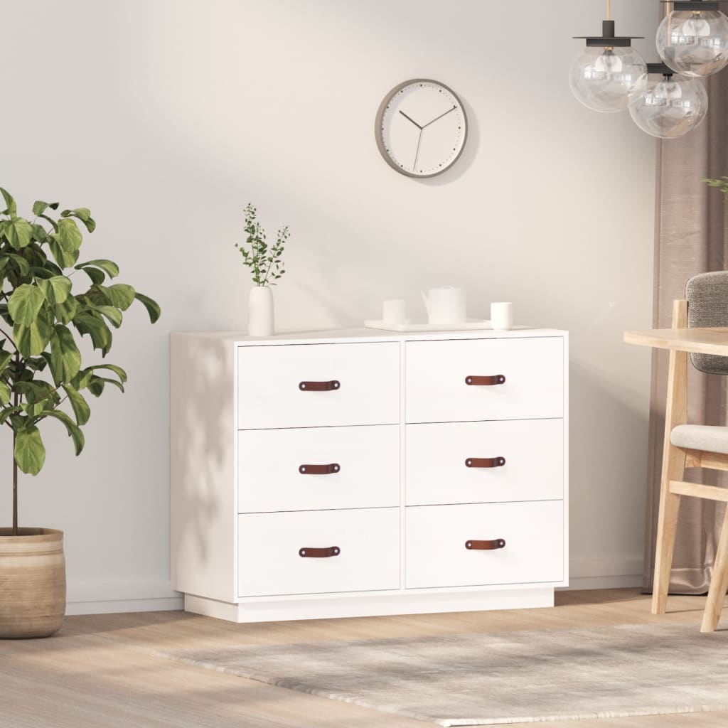 vidaXL Komoda, bia�a, 100x40x75 cm, lite drewno sosnowe