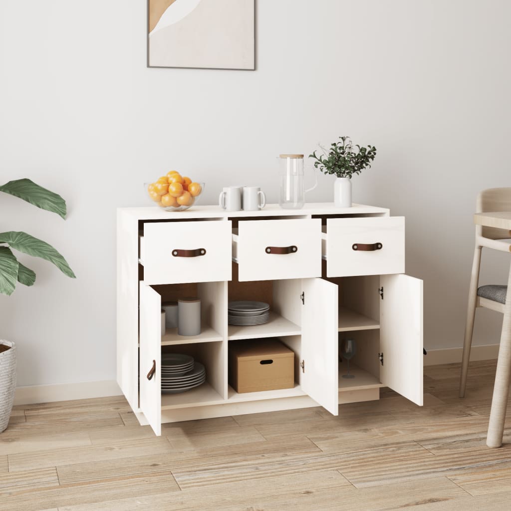 vidaXL Dressoir 100x40x75 cm massief grenenhout wit afbeelding