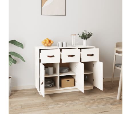 vidaXL Sideboard White 100x40x75 cm Solid Wood Pine