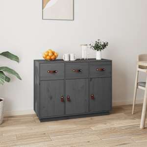 Komoda siva 100x40x75 cm trdna borovina