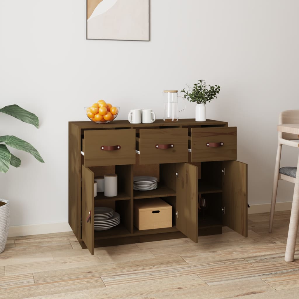 vidaXL Dressoir 100x40x75 cm massief grenenhout honingbruin afbeelding