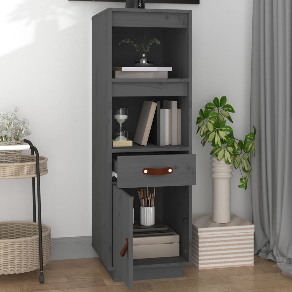 vidaXL Dulap înalt, gri, 34x40x108,5 cm, lemn masiv de pin