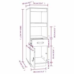 Skříň highboard šedá 34x40x108,5 cm masivní borové dřevo - obrázek 10
