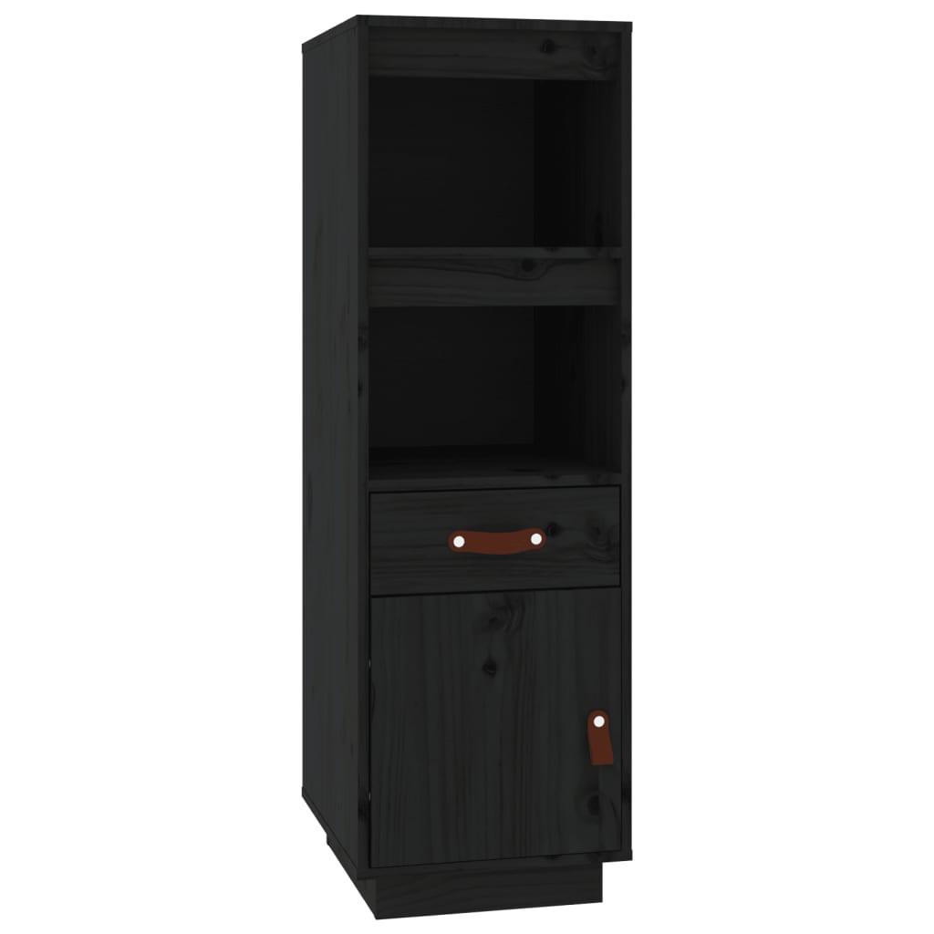 vidaXL Skříň highboard černá 34x40x108,5 cm masivní borové dřevo