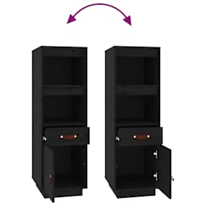 Skříň highboard černá 34x40x108,5 cm masivní borové dřevo - obrázek 8