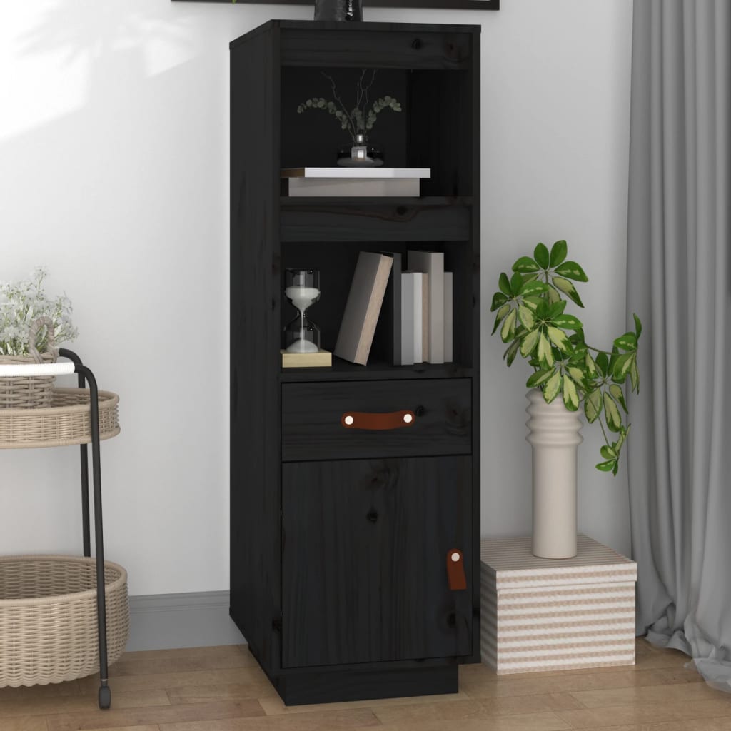 vidaXL Highboard Schwarz 34x40x108,5 cm Massivholz Kiefer