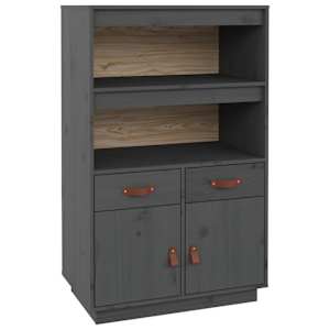 Skříň highboard šedá 67 x 40 x 108,5 cm masivní borové dřevo - obrázek 2