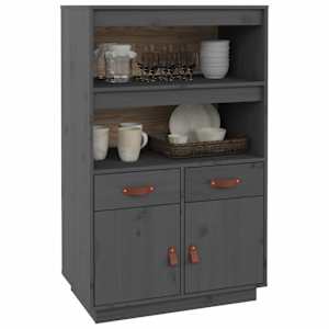 Skříň highboard šedá 67 x 40 x 108,5 cm masivní borové dřevo - obrázek 4