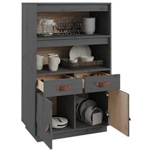 Skříň highboard šedá 67 x 40 x 108,5 cm masivní borové dřevo - obrázek 5