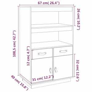 Skříň highboard šedá 67 x 40 x 108,5 cm masivní borové dřevo - obrázek 10