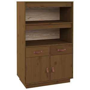 Skříň highboard medově hnědá 67x40x108,5 cm masivní borovice - obrázek 2