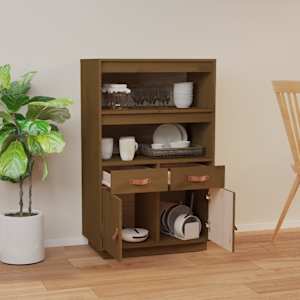 Skříň highboard medově hnědá 67x40x108,5 cm masivní borovice - obrázek 3
