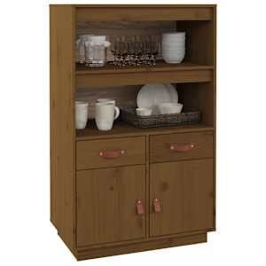 Skříň highboard medově hnědá 67x40x108,5 cm masivní borovice - obrázek 4