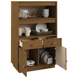 Skříň highboard medově hnědá 67x40x108,5 cm masivní borovice - obrázek 5