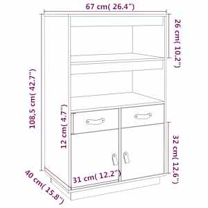 Skříň highboard medově hnědá 67x40x108,5 cm masivní borovice - obrázek 10