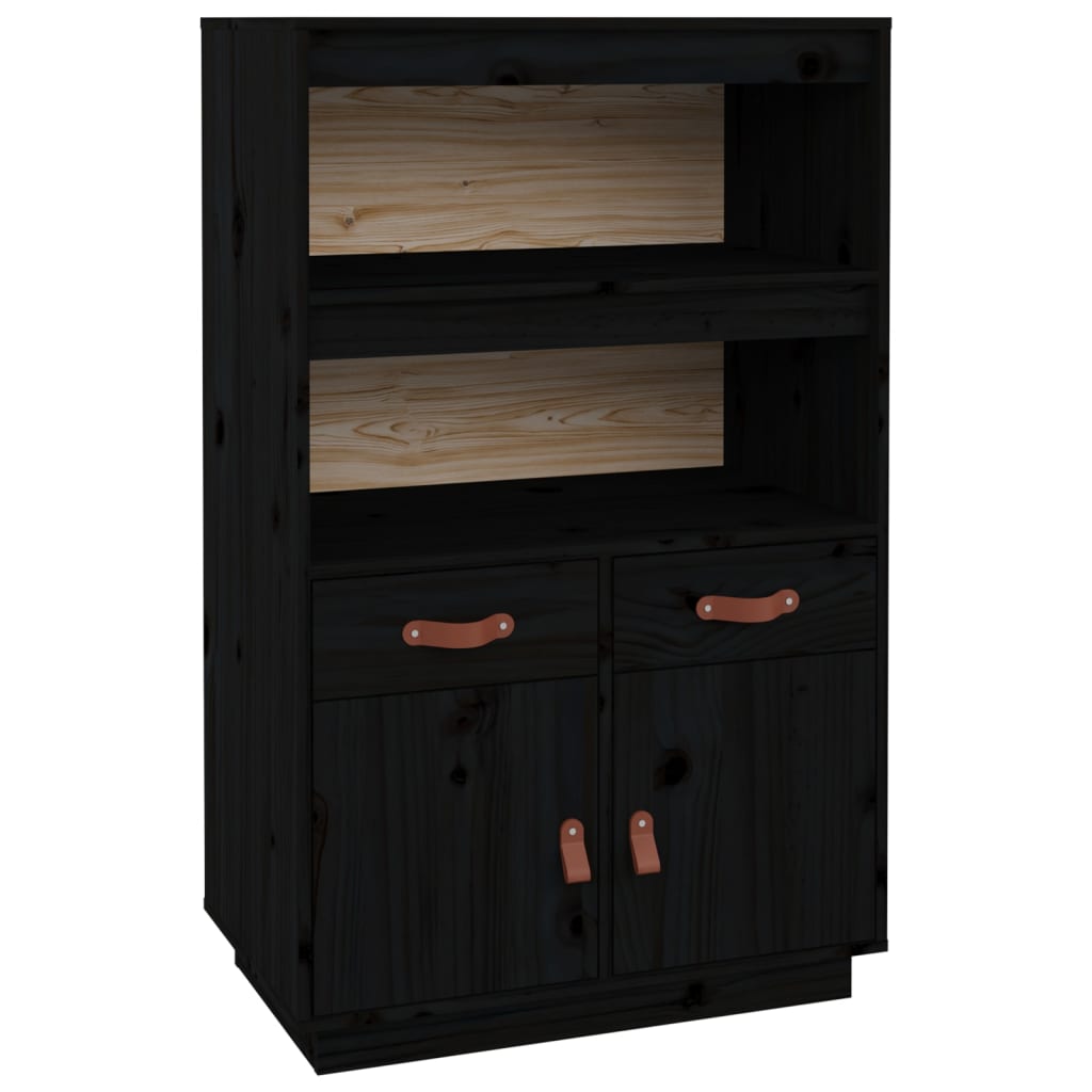 vidaXL Skříň highboard černá 67 x 40 x 108,5 cm masivní borové dřevo