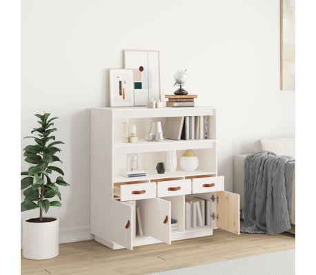 vidaXL Aparador alto madera maciza de pino blanco 100x40x108,5 cm