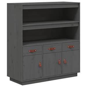 Skříň highboard šedá 100x40x108,5 cm masivní borové dřevo - obrázek 2