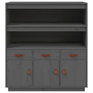 Skříň highboard šedá 100x40x108,5 cm masivní borové dřevo - obrázek 6