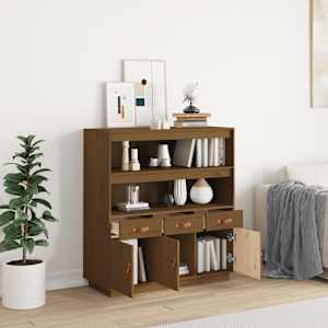 Skříň highboard medově hnědá 100x40x108,5 cm masivní borovice - obrázek 3