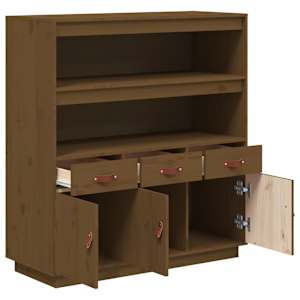 Skříň highboard medově hnědá 100x40x108,5 cm masivní borovice - obrázek 7
