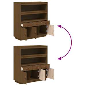 Skříň highboard medově hnědá 100x40x108,5 cm masivní borovice - obrázek 10