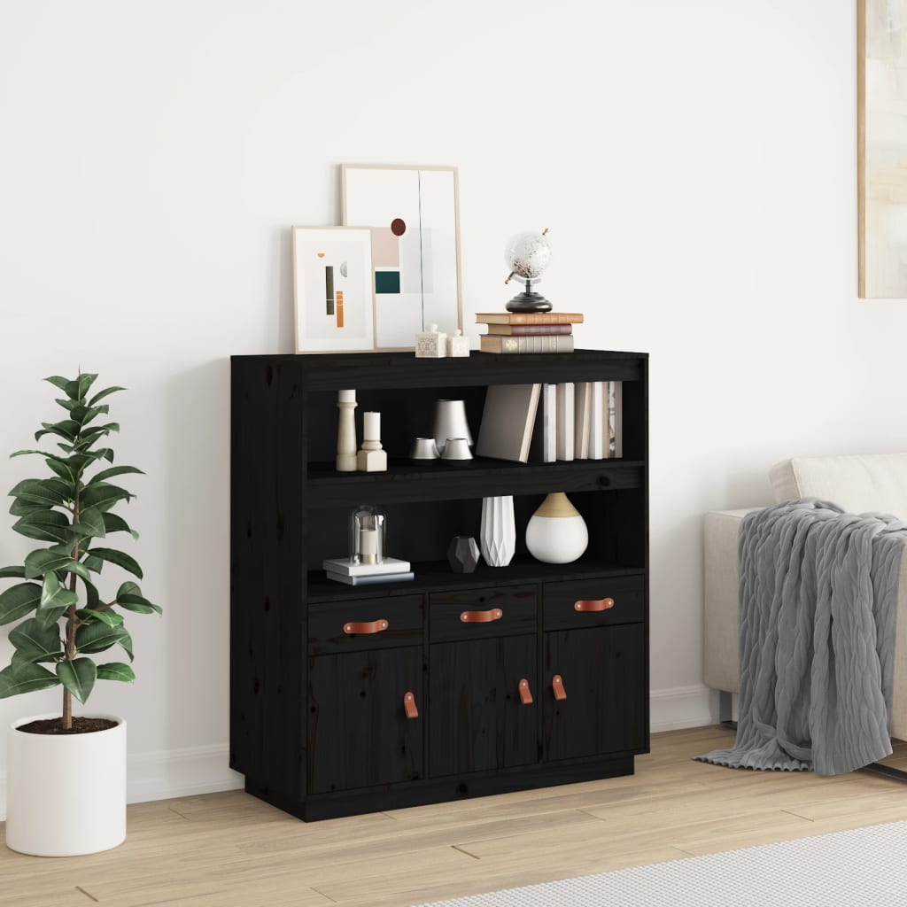 Skříň highboard černá 100x40x108,5 cm masivní borové dřevo