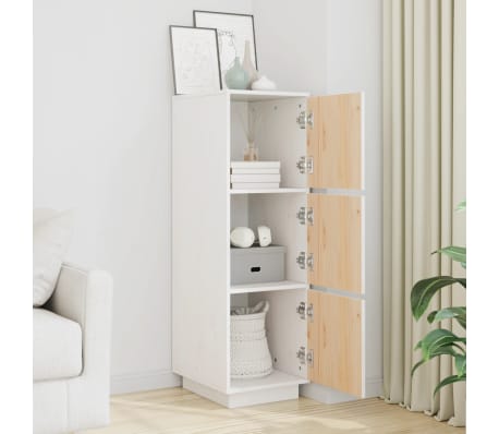 vidaXL Ντουλάπι Ψηλό Λευκό 34 x 40 x 108,5 εκ. από Μασίφ Ξύλο Πεύκου