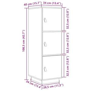 Skříň highboard medově hnědá 34x40x108,5 cm masivní borovice - obrázek 12
