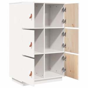Skříň highboard bílá 67 x 40 x 108,5 cm masivní borové dřevo - obrázek 6