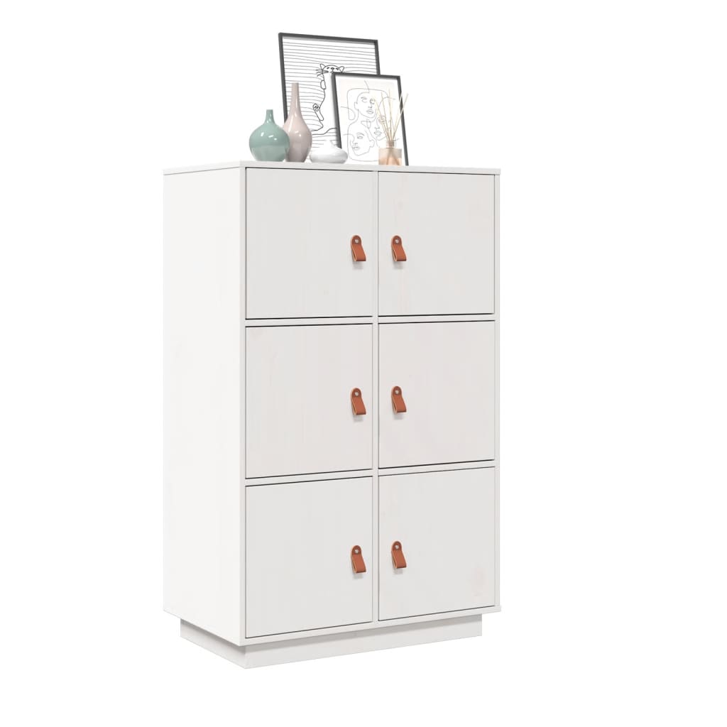 vidaXL Highboard Weiß 67x40x108,5 cm Massivholz Kiefer