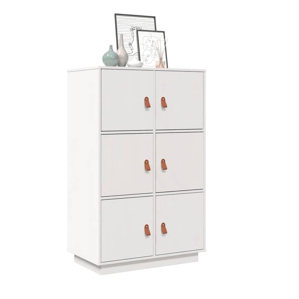 vidaXL Dulap înalt, alb, 67x40x108,5 cm, lemn masiv de pin