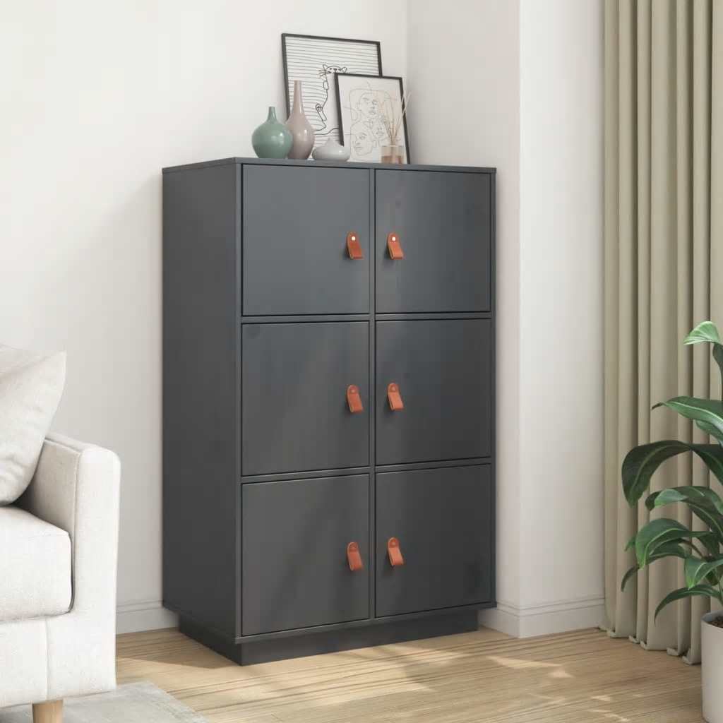 Thumbnail - vidaXL Highboard Grau 67x40x108,5 cm Massivholz Kiefer