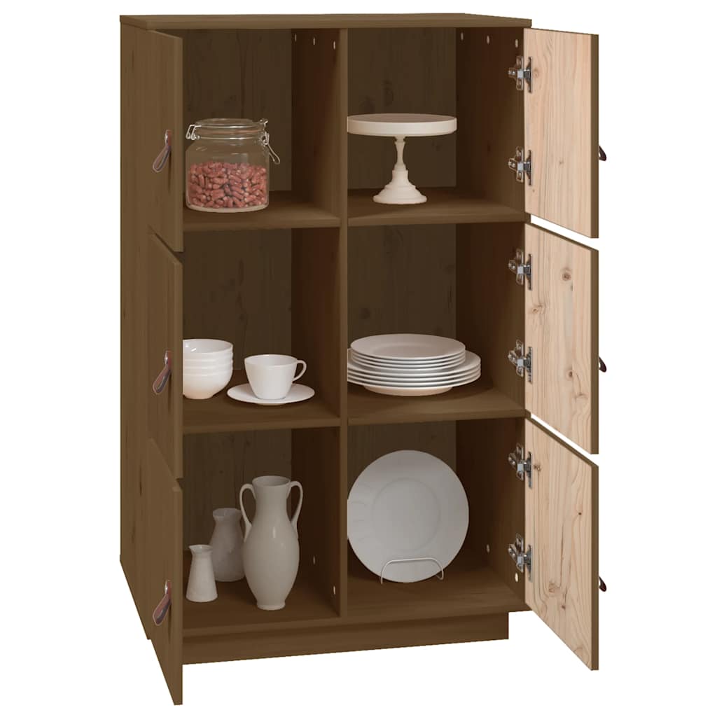 vidaXL Hoge kast 67x40x108,5 cm massief grenenhout honingbruin afbeelding