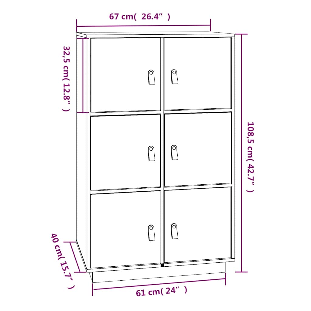 Solid Wood Pine Highboard High Sideboard Buffet Cupboard Multi Colours vidaXL - Picture 40 of 65
