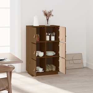 Skříň highboard medově hnědá 67x40x108,5 cm masivní borovice - obrázek 6