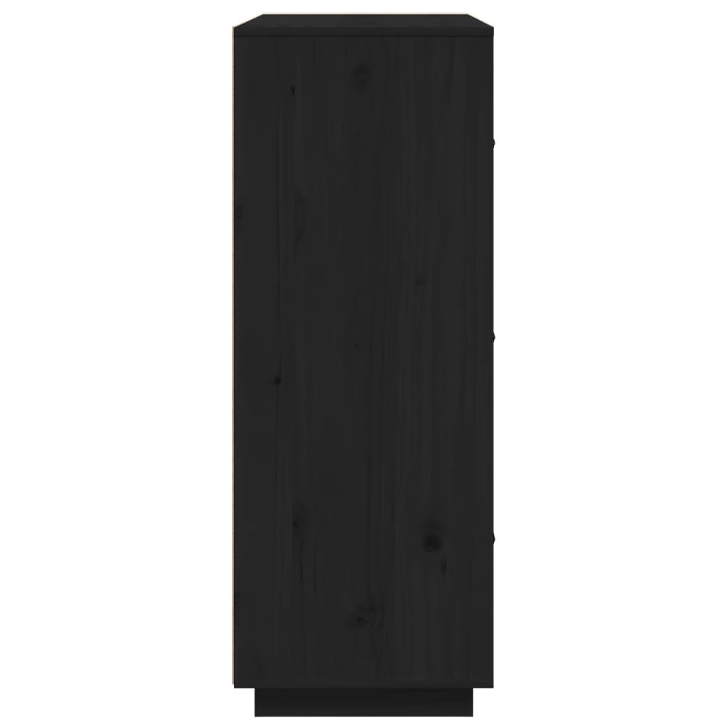 Highboard Schwarz 67x40x108,5 cm Massivholz Kiefer | Stepinfit.de