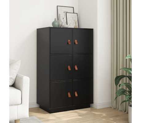 vidaXL Dulap &icirc;nalt, negru, 67x40x108,5 cm, lemn masiv de pin