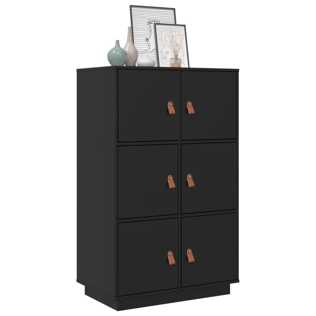 vidaXL Highboard Schwarz 67x40x108,5 cm Massivholz Kiefer