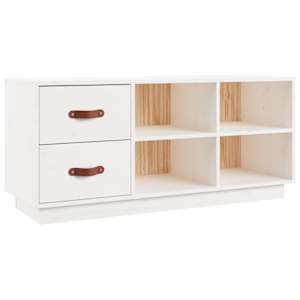 Lavice s botníkem bílá 100 x 34 x 45 cm masivní borové dřevo - obrázek 2
