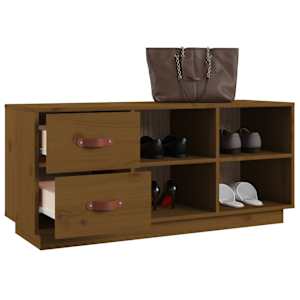 Lavice s botníkem medově hnědá 110x34x45 cm masivní borovice - obrázek 5