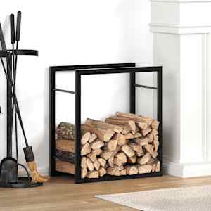 Stojalo za drva mat črno 50x28x56 cm jeklo