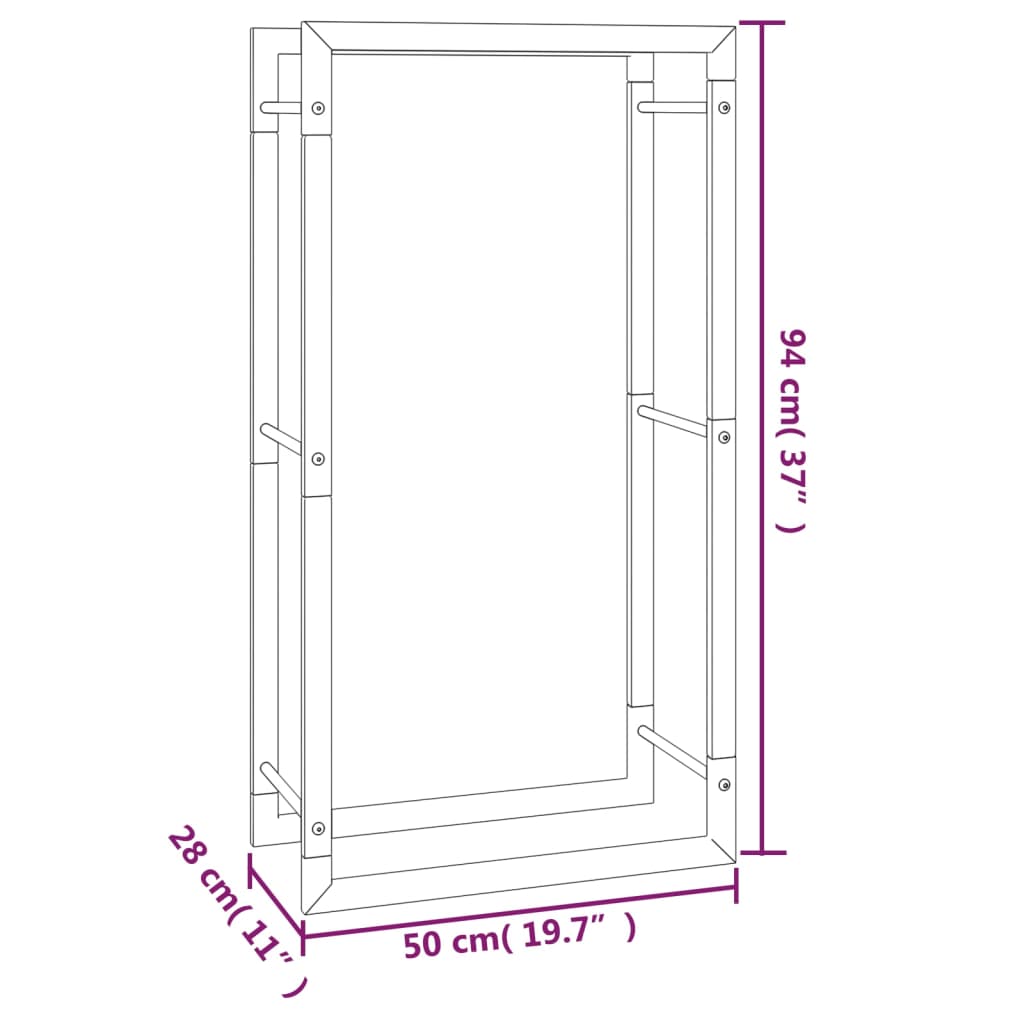 Tidyard Soporte para Leña Leñero de Leña Estante de Leña para Chimenea Leñero  Interior Exterior de Acero Negro Mate 50x28x94 cm : : Bricolaje y  herramientas